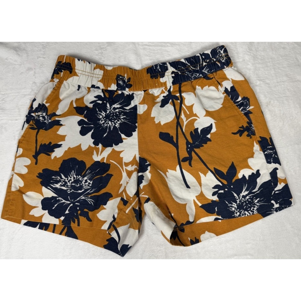 J.Crew Floral Pull-On Shorts Size 6 Linen Cotton Summer Casual
